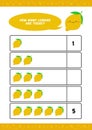 Child kids kindergarten worksheet with cute lemon fruit illustration for counting learn homeschooling vector template