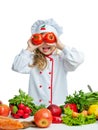 Child in the kitchen preparing a meal