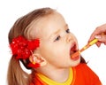 Child l clean brush teeth. Royalty Free Stock Photo