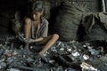 Child labor in recycling of batteries, Bangladesh Royalty Free Stock Photo