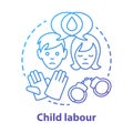 Child labour concept icon. Children exploitation labor idea thin line illustration. Illegal child work and employment
