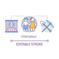 Child labour concept icon. Trafficking and exploitation of children idea thin line illustration. Illegal child work and