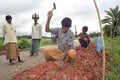 Child Labour stone breakers in road construction