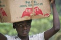 Child labour working to help his family