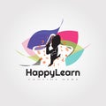 Child learn logo design, kid Education icon, illustration element -vector Royalty Free Stock Photo