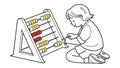 Child Learning Math with Abacus, vector design Generative AI Royalty Free Stock Photo