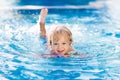 Child learning to swim. Kids in swimming pool Royalty Free Stock Photo