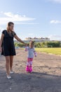 Child learns to roller skate. Roller skating Royalty Free Stock Photo