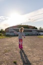 Child learns to roller skate. Roller skating Royalty Free Stock Photo