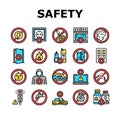 Child Life Safety Collection Icons Set Vector