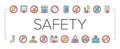 Child Life Safety Collection Icons Set Vector .