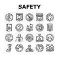 Child Life Safety Collection Icons Set Vector