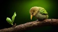 Child-like Innocence: A Surrealistic Storytelling Of A Green Bird On A Branch