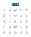 Child line icons signs set. Design collection of Infant, Kid, Toddler, Baby, Youth, Minor, Preschooler, Adolescent