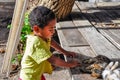 Child in local village in Mana Island, Fiji Royalty Free Stock Photo