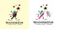 Child logo reaching for the star, kids dream icon -vector