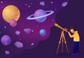 Child look in telescope Royalty Free Stock Photo