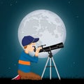 Child look in the telescope Royalty Free Stock Photo