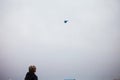 Child is looking on the Russian fighter bomber Sukhoy Su-34 during a demonstration flight