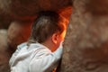 Child looking at terrarium Royalty Free Stock Photo