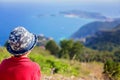 Child, looking at the view of French Riviera from the top Royalty Free Stock Photo