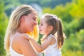 Child love. Happy family and lovely mom and daughter spend time together - mothers day. Mothers day. Mother and daughter Royalty Free Stock Photo