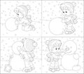 Child makes a snowman