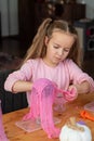 Child making gauze ghost Halloween craft, Cheesecloth Ghosts, Halloween craft Royalty Free Stock Photo