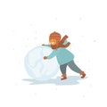 Child making a snowball isolated vector illustration graphic