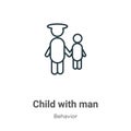 Child with man outline vector icon. Thin line black child with man icon, flat vector simple element illustration from editable Royalty Free Stock Photo