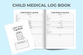 Child medical info tracker KDP interior. Children Medical information and growth card notebook template. KDP interior log book.