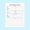 Child medical info tracker KDP interior. Children Medical information and growth card notebook template. KDP interior log book.