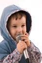 Child with a microphone