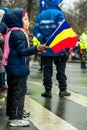 Child on military parade