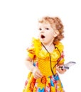 Child with mobile telephone