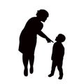 A child and mother, body silhouette vector