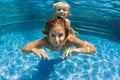 Child with mother dive in swimming pool Royalty Free Stock Photo