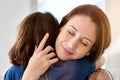 Child, mother and hug in home for children, love and kids for happy, bonding and childhood care. Girl, mom and smile for