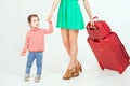 Child with mother ready to travel to Europe, Italy Royalty Free Stock Photo