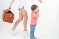 Child with mother ready to travel to Europe, Italy Royalty Free Stock Photo