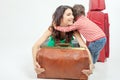 Child with mother ready to travel to Europe, Italy Royalty Free Stock Photo