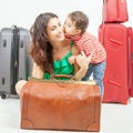 Child with mother ready to travel to Europe, Italy Royalty Free Stock Photo