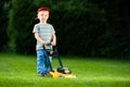 Child Mover Playing Lawn Royalty Free Stock Photo