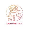 Child neglect red gradient concept icon