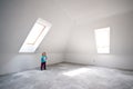 Child in new loft room Royalty Free Stock Photo