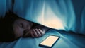 Child obsession girl asleep smartphone screen