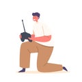 Child Operating A Remote Control Pad, Engrossed In Navigating Toy Car Or Drone With Excitement And Precision Isolated