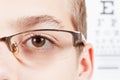 Child an ophthalmologist .Portrait of a boy with glasses.