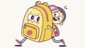Child with oversized backpack illustration. Back to school concept vector design Generative AI Royalty Free Stock Photo