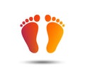 Child pair of footprint sign icon. Barefoot .